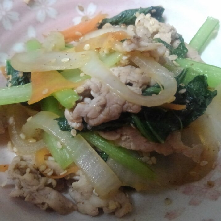 豚肉と小松菜の野菜炒め